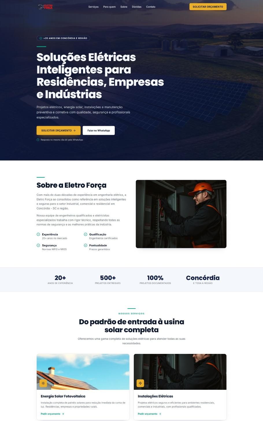 Landing page Eletro Força