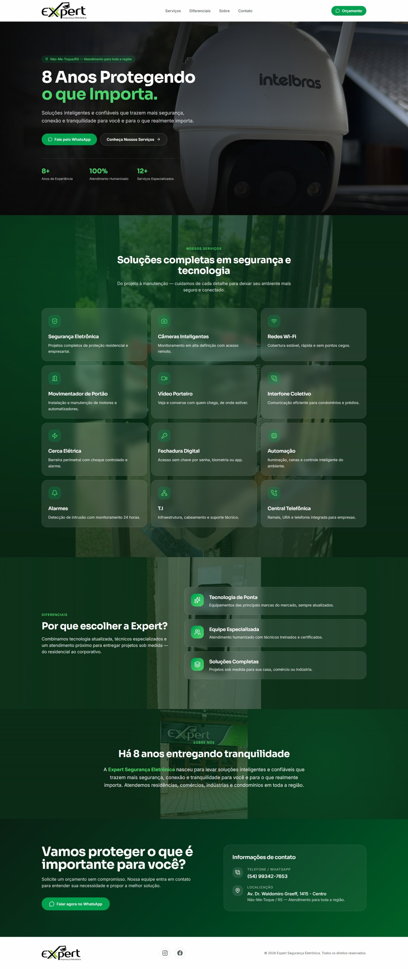 Landing page Expert Segurança Eletrônica